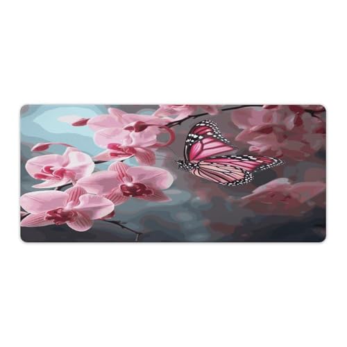 Mauspad, Orchidee, Blume, Schmetterling, weich, frisch, Frühlingsdruck, Computer-Schreibtischunterlage, Gaming-Mauspad für Zuhause, Büro, Gaming Mauspad, Orchidee, Blume, Schmetterling, weich, frisch, Frühlingsdruck, Computer-Schreibtischunterlage, Gaming-Mauspad für Zuhause, Büro, Gaming von BFGWK