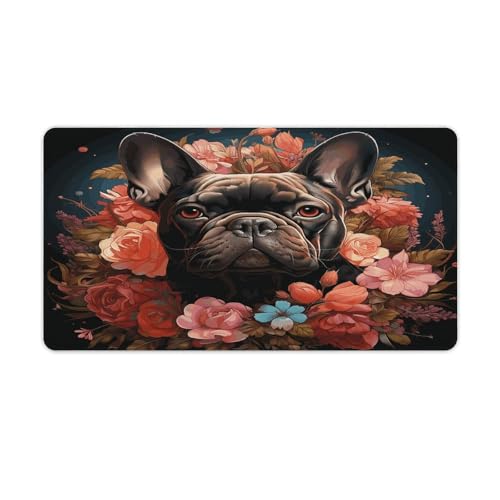 Mauspad mit Bulldoggen- und Blumendruck, Computer-Schreibtischunterlage, Gaming-Mauspad für Zuhause, Büro, Gaming Mauspad mit Bulldoggen- und Blumendruck, Computer-Schreibtischunterlage, Gaming-Mauspad für Zuhause, Büro, Gaming von BFGWK
