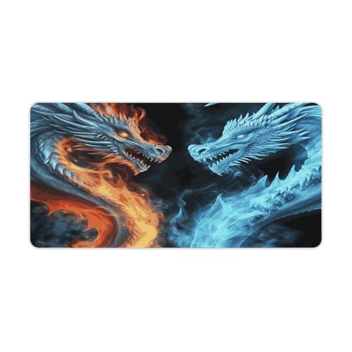 Mauspad mit Eis- und Feuerdrachen-Druck, Computer-Schreibtischunterlage, Gaming-Mauspad für Zuhause, Büro, Gaming Mauspad mit Eis- und Feuerdrachen-Druck, Computer-Schreibtischunterlage, Gaming-Mauspad für Zuhause, Büro, Gaming von BFGWK
