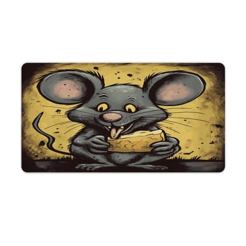 Mauspad mit Rattenmotiv "Rat isst ein Stück Käse", Computer-Schreibtischunterlage, Gaming-Mauspad für Zuhause, Büro, Gaming Mauspad mit Rattenmotiv "Rat isst ein Stück Käse", Computer-Schreibtischunterlage, Gaming-Mauspad für Zuhause, Büro, Gaming von BFGWK