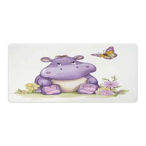Mauspad mit Schmetterlings- und Nilpferd-Druck, Computer-Schreibtischmatte, Gaming-Mauspad für Zuhause, Büro, Gaming Mauspad mit Schmetterlings- und Nilpferd-Druck, Computer-Schreibtischmatte, Gaming-Mauspad für Zuhause, Büro, Gaming von BFGWK