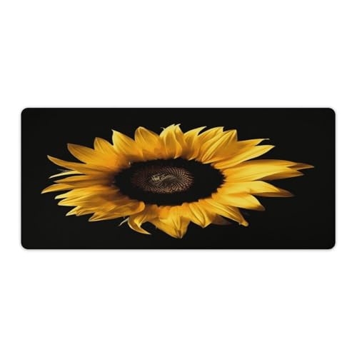 Mauspad mit Sonnenblume auf schwarzem Hintergrund, Computer-Schreibtischunterlage, Gaming-Mauspad für Zuhause, Büro, Gaming von BFGWK