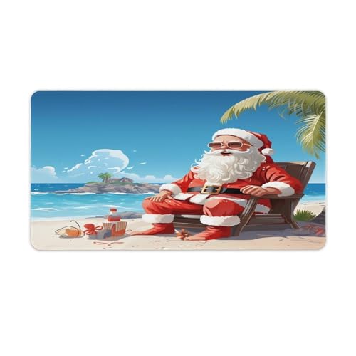 Mauspad mit Weihnachtsmann-Motiv am Strand, Computer-Schreibtischunterlage, Gaming-Mauspad für Zuhause, Büro, Gaming von BFGWK
