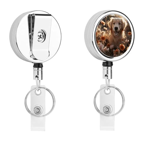Metall-Abzeichen-Clip, einziehbarer Schlüsselanhänger, Edelstahl, Golden Retriever-Druck, Abzeichenspule für Namenskarte, Schlüsselanhänger Metall-Abzeichen-Clip, einziehbarer Schlüsselanhänger, Edelstahl, Golden Retriever-Druck, Abzeichenspule für Namenskarte, Schlüsselanhänger von BFGWK