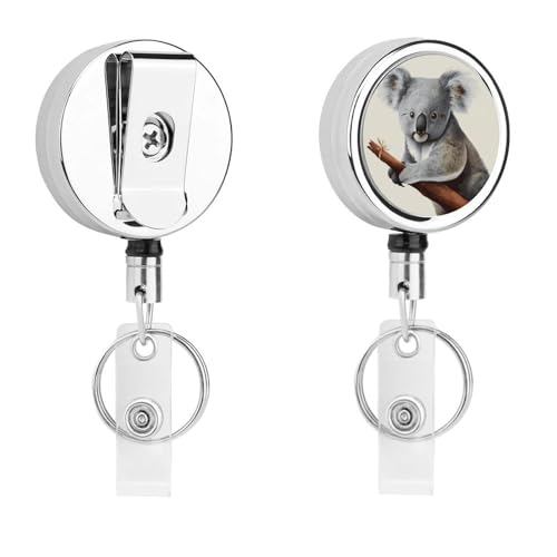 Metall-Abzeichen-Clip, einziehbarer Schlüsselanhänger, Edelstahl, Koala- und Schmetterlingsdruck, Abzeichenrolle für Namenskarte, Schlüsselanhänger Metall-Abzeichen-Clip, einziehbarer Schlüsselanhänger, Edelstahl, Koala- und Schmetterlingsdruck, Abzeichenrolle für Namenskarte, Schlüsselanhänger von BFGWK