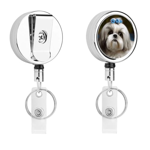 Metall-Abzeichen-Clip, einziehbarer Schlüsselanhänger, Edelstahl, Shih Tzu Hund, Aufdruck, Abzeichenrolle für Namenskarte, Schlüsselanhänger Metall-Abzeichen-Clip, einziehbarer Schlüsselanhänger, Edelstahl, Shih Tzu Hund, Aufdruck, Abzeichenrolle für Namenskarte, Schlüsselanhänger von BFGWK