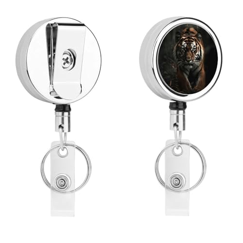 Metall-Abzeichen-Clip, einziehbarer Schlüsselanhänger, Edelstahl, Wildtiere, Tiger-Druck, Abzeichenrolle für Namenskarte, Schlüsselanhänger Metall-Abzeichen-Clip, einziehbarer Schlüsselanhänger, Edelstahl, Wildtiere, Tiger-Druck, Abzeichenrolle für Namenskarte, Schlüsselanhänger von BFGWK