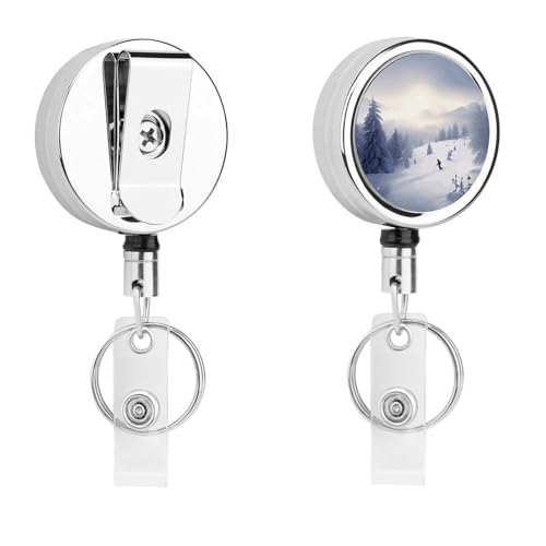 Metall-Abzeichen-Clip, einziehbarer Schlüsselanhänger, Edelstahl, Winter, Skifahren, Druckabzeichenrolle für Namenskarte, Schlüsselanhänger Metall-Abzeichen-Clip, einziehbarer Schlüsselanhänger, Edelstahl, Winter, Skifahren, Druckabzeichenrolle für Namenskarte, Schlüsselanhänger von BFGWK