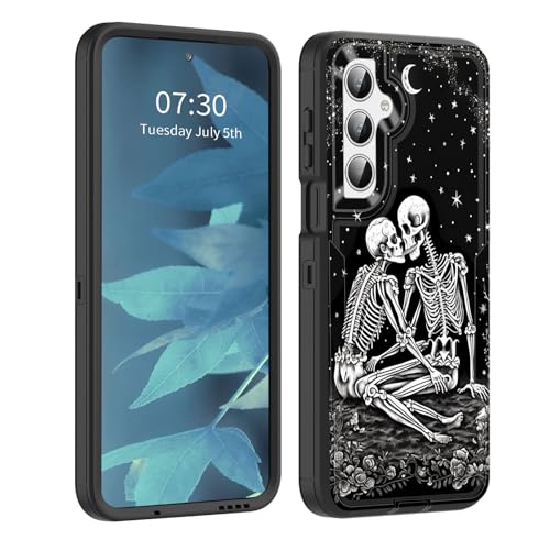 BFUKVOU Schutzhülle für Galaxy A26 5G, staubdichte Anschlussabdeckung, Ganzkörper-Silikongummi, rutschfeste, sturzsichere Handyhülle für Samsung Galaxy A26 5G 17 cm (6,7 Zoll) 2025, Totenköpfe, die von BFUKVOU