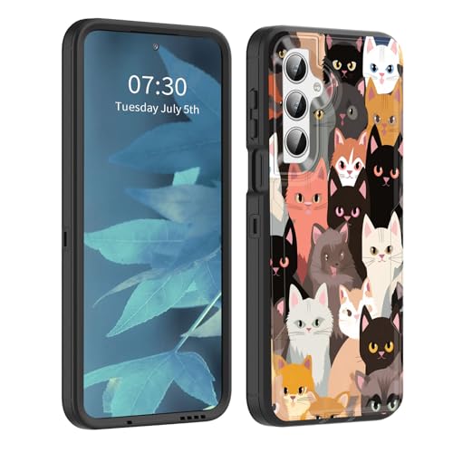 BFUKVOU Schutzhülle für Galaxy A26 5G, staubdichte Anschlussabdeckung, Ganzkörper-Silikongummi, rutschfeste, sturzsichere Handyhülle für Samsung Galaxy A26 5G 17 cm (6,7 Zoll) 2025, bunte Katzen von BFUKVOU