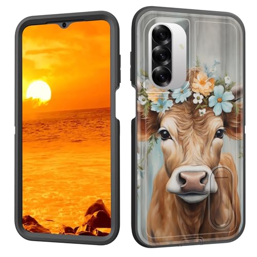 BFUKVOU Schutzhülle für Galaxy A26 5G mit integriertem Ständer, stoßfest, staubdicht, sturzsicher, 3-lagige Schutzhülle in Militärqualität, für Samsung Galaxy A26 5G 17 cm (6,7 Zoll) 2025, Hochlandkuh von BFUKVOU