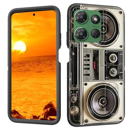 BFUKVOU Schutzhülle für Moto G 5G 2025 mit eingebautem Ständer, stoßfest, staubdicht, sturzsicher, 3-lagig, Militärqualität, Schutzhülle für Motorola Moto G 5G 2025 17 cm (6,7 Zoll), Vintage 80er von BFUKVOU