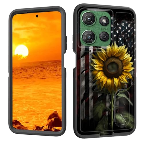 BFUKVOU Schutzhülle für Moto G 5G 2025 mit eingebautem Ständer, stoßfest, staubdicht, sturzsicher, 3-lagig, militärische Qualität, Schutzhülle für Motorola Moto G 5G 2025, 17 cm (6,7 Zoll von BFUKVOU