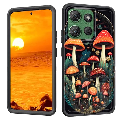 BFUKVOU Schutzhülle für Moto G Power 2025 mit integriertem Ständer, stoßfest, staubdicht, sturzsicher, 3-lagige Schutzhülle in Militärqualität, 17,3 cm (6,8 Zoll), Magic Mushroom von BFUKVOU