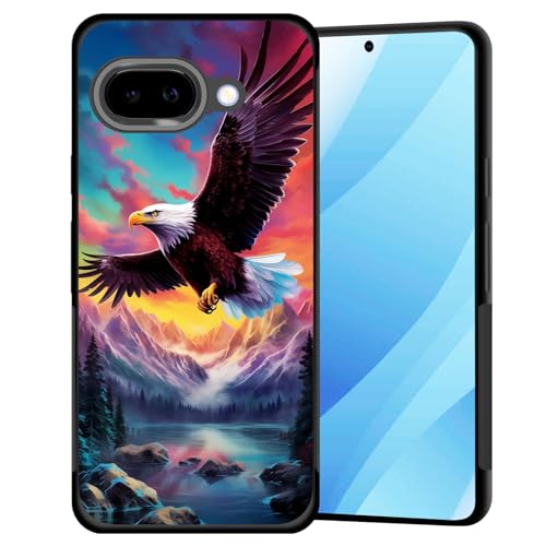 BFUKVOU Schutzhülle für Pixel 9a, Hart-PC + weiches TPU, rutschfest, ultradünn, stoßfest, für Google Pixel 9a 16 cm (6,3 Zoll) 2025, schöner Weißkopfseeadler fliegend von BFUKVOU