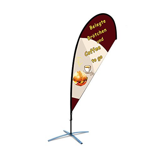 Beachflag Coffee to go Werbefahne Cafe T1 über 2m hoch für den Außen- und Innenbereich … von BGF