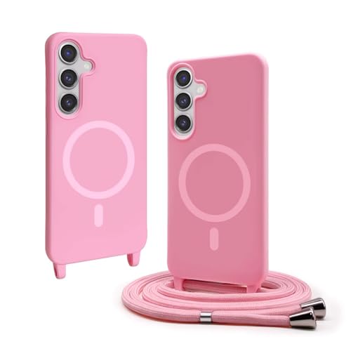 BGHHEU Handykette Hülle kompatibel mit Samsung Galaxy S25 Plus mit Band,Handyhülle Kompatibel mit MagSafe,Abnehmbar Kordel zum Umhängen Silikon Case Magnetische Handyhülle,Pink BGHHEU Handykette Hülle kompatibel mit Samsung Galaxy S25 Plus mit Band,Handyhülle Kompatibel mit MagSafe,Abnehmbar Kordel zum Umhängen Silikon Case Magnetische Handyhülle,Pink von BGHHEU