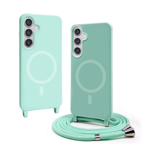 BGHHEU Handykette Hülle kompatibel mit Samsung Galaxy S25 mit Band,Handyhülle Kompatibel mit MagSafe,Abnehmbar Kordel zum Umhängen Silikon Case Magnetische Handyhülle,Mintgrün BGHHEU Handykette Hülle kompatibel mit Samsung Galaxy S25 mit Band,Handyhülle Kompatibel mit MagSafe,Abnehmbar Kordel zum Umhängen Silikon Case Magnetische Handyhülle,Mintgrün von BGHHEU