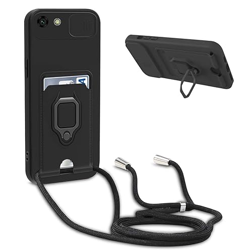BGHHEU Handykette Schutzhülle kompatibel mit Huawei Y5 2018 /Honor 7S Handyhülle mit Band,Schiebe Kameraschutz,360 Grad Ringhalter Stand,Kartenfach,Verstellbarer Halskette Silikon hülle - Schwarz BGHHEU Handykette Schutzhülle kompatibel mit Huawei Y5 2018 /Honor 7S Handyhülle mit Band,Schiebe Kameraschutz,360 Grad Ringhalter Stand,Kartenfach,Verstellbarer Halskette Silikon hülle - Schwarz von BGHHEU