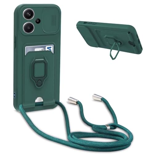 BGHHEU Handykette Schutzhülle kompatibel mit Realme C53 / Realme C51 Handyhülle mit Band,Schiebe Kameraschutz,360 Grad Ringhalter Stand,Kartenfach,Verstellbarer Halskette Silikon hülle - Dunkel Grün BGHHEU Handykette Schutzhülle kompatibel mit Realme C53 / Realme C51 Handyhülle mit Band,Schiebe Kameraschutz,360 Grad Ringhalter Stand,Kartenfach,Verstellbarer Halskette Silikon hülle - Dunkel Grün von BGHHEU