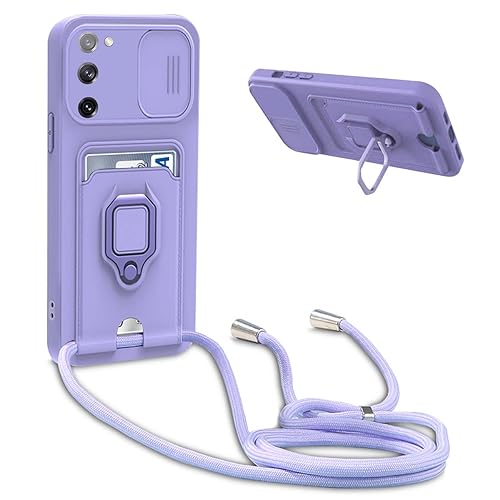 BGHHEU Handykette Schutzhülle kompatibel mit Samsung Galaxy S20 FE 5G Handyhülle mit Band,Schiebe Kameraschutz,360 Grad Ringhalter Stand,Kartenfach,Verstellbarer Halskette Silikon hülle - Violett BGHHEU Handykette Schutzhülle kompatibel mit Samsung Galaxy S20 FE 5G Handyhülle mit Band,Schiebe Kameraschutz,360 Grad Ringhalter Stand,Kartenfach,Verstellbarer Halskette Silikon hülle - Violett von BGHHEU