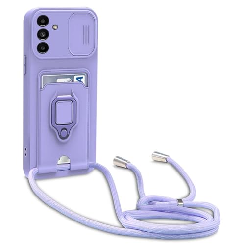 BGHHEU Handykette Schutzhülle kompatibel mit Samsung Galaxy S23 FE 5G Handyhülle mit Band,Schiebe Kameraschutz,360 Grad Ringhalter Stand,Kartenfach,Verstellbarer Halskette Silikon hülle - Violett BGHHEU Handykette Schutzhülle kompatibel mit Samsung Galaxy S23 FE 5G Handyhülle mit Band,Schiebe Kameraschutz,360 Grad Ringhalter Stand,Kartenfach,Verstellbarer Halskette Silikon hülle - Violett von BGHHEU
