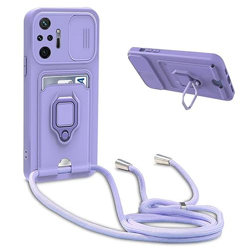 BGHHEU Handykette Schutzhülle kompatibel mit Xiaomi Redmi Note 10 Pro Handyhülle mit Band,Schiebe Kameraschutz,360 Grad Ringhalter Stand,Kartenfach,Verstellbarer Halskette Silikon hülle - Violett BGHHEU Handykette Schutzhülle kompatibel mit Xiaomi Redmi Note 10 Pro Handyhülle mit Band,Schiebe Kameraschutz,360 Grad Ringhalter Stand,Kartenfach,Verstellbarer Halskette Silikon hülle - Violett von BGHHEU
