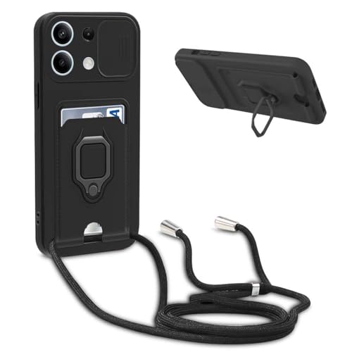 BGHHEU Handykette Schutzhülle kompatibel mit Xiaomi Redmi Note 13 Pro 5G Handyhülle mit Band,Schiebe Kameraschutz,360 Grad Ringhalter Stand,Kartenfach,Verstellbarer Halskette Silikon hülle - Schwarz BGHHEU Handykette Schutzhülle kompatibel mit Xiaomi Redmi Note 13 Pro 5G Handyhülle mit Band,Schiebe Kameraschutz,360 Grad Ringhalter Stand,Kartenfach,Verstellbarer Halskette Silikon hülle - Schwarz von BGHHEU