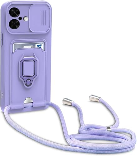 BGHHEU Handykette Schutzhülle kompatibel mit iPhone 16 Handyhülle mit Band,Schiebe Kameraschutz,360 Grad Ringhalter Stand,Kartenfach,Verstellbarer Halskette Silikon hülle - Violett BGHHEU Handykette Schutzhülle kompatibel mit iPhone 16 Handyhülle mit Band,Schiebe Kameraschutz,360 Grad Ringhalter Stand,Kartenfach,Verstellbarer Halskette Silikon hülle - Violett von BGHHEU