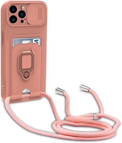 BGHHEU Handykette Schutzhülle kompatibel mit iPhone 16 Pro Max Handyhülle mit Band,Schiebe Kameraschutz,360 Grad Ringhalter Stand,Kartenfach,Verstellbarer Halskette Silikon hülle - Pink BGHHEU Handykette Schutzhülle kompatibel mit iPhone 16 Pro Max Handyhülle mit Band,Schiebe Kameraschutz,360 Grad Ringhalter Stand,Kartenfach,Verstellbarer Halskette Silikon hülle - Pink von BGHHEU