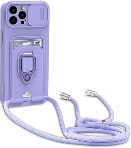 BGHHEU Handykette Schutzhülle kompatibel mit iPhone 16 Pro Max Handyhülle mit Band,Schiebe Kameraschutz,360 Grad Ringhalter Stand,Kartenfach,Verstellbarer Halskette Silikon hülle - Violett BGHHEU Handykette Schutzhülle kompatibel mit iPhone 16 Pro Max Handyhülle mit Band,Schiebe Kameraschutz,360 Grad Ringhalter Stand,Kartenfach,Verstellbarer Halskette Silikon hülle - Violett von BGHHEU