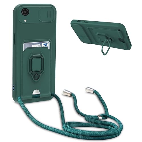 Handykette Schutzhülle kompatibel mit Samsung Galaxy A03 Core/A04 Core Handyhülle mit Band,Schiebe Kameraschutz,360 Grad Ringhalter Stand,Kartenfach,Verstellbarer Halskette Silikon hülle - Dunkel Grün Handykette Schutzhülle kompatibel mit Samsung Galaxy A03 Core/A04 Core Handyhülle mit Band,Schiebe Kameraschutz,360 Grad Ringhalter Stand,Kartenfach,Verstellbarer Halskette Silikon hülle - Dunkel Grün von BGHHEU