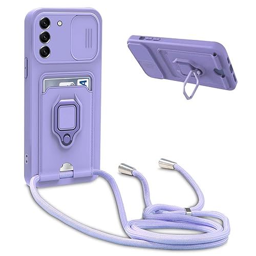 Handykette Schutzhülle kompatibel mit Samsung Galaxy A13 4G/A13 4G LTE Handyhülle mit Band,Schiebe Kameraschutz,360 Grad Ringhalter Stand,Kartenfach,Verstellbarer Halskette Silikon hülle - Violett Handykette Schutzhülle kompatibel mit Samsung Galaxy A13 4G/A13 4G LTE Handyhülle mit Band,Schiebe Kameraschutz,360 Grad Ringhalter Stand,Kartenfach,Verstellbarer Halskette Silikon hülle - Violett von BGHHEU