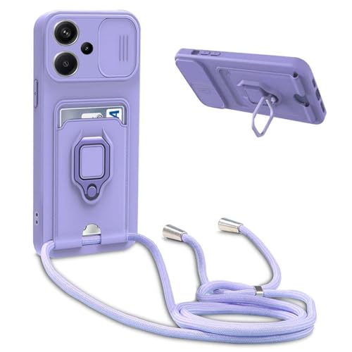 Handykette Schutzhülle kompatibel mit Xiaomi Redmi Note 13 Pro Plus 5G Handyhülle mit Band,Schiebe Kameraschutz,360 Grad Ringhalter Stand,Kartenfach,Verstellbarer Halskette Silikon hülle - Violett Handykette Schutzhülle kompatibel mit Xiaomi Redmi Note 13 Pro Plus 5G Handyhülle mit Band,Schiebe Kameraschutz,360 Grad Ringhalter Stand,Kartenfach,Verstellbarer Halskette Silikon hülle - Violett von BGHHEU