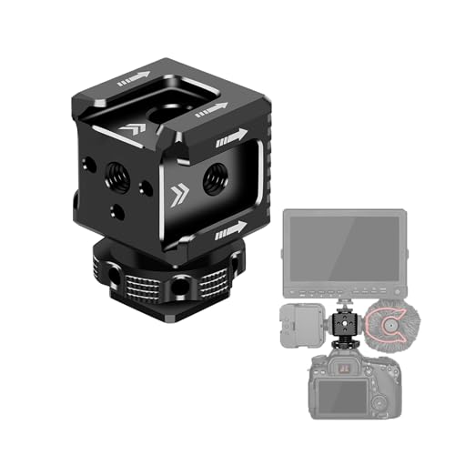 BGNing Dreifacher Blitzschuh-Adapter, Kaltschuh-Erweiterung, Monitorhalterung, Mikrofon, Fülllicht-Halterung, 1/4 Arri-Loch für Kamerakäfig, Stativhalterung von BGNing