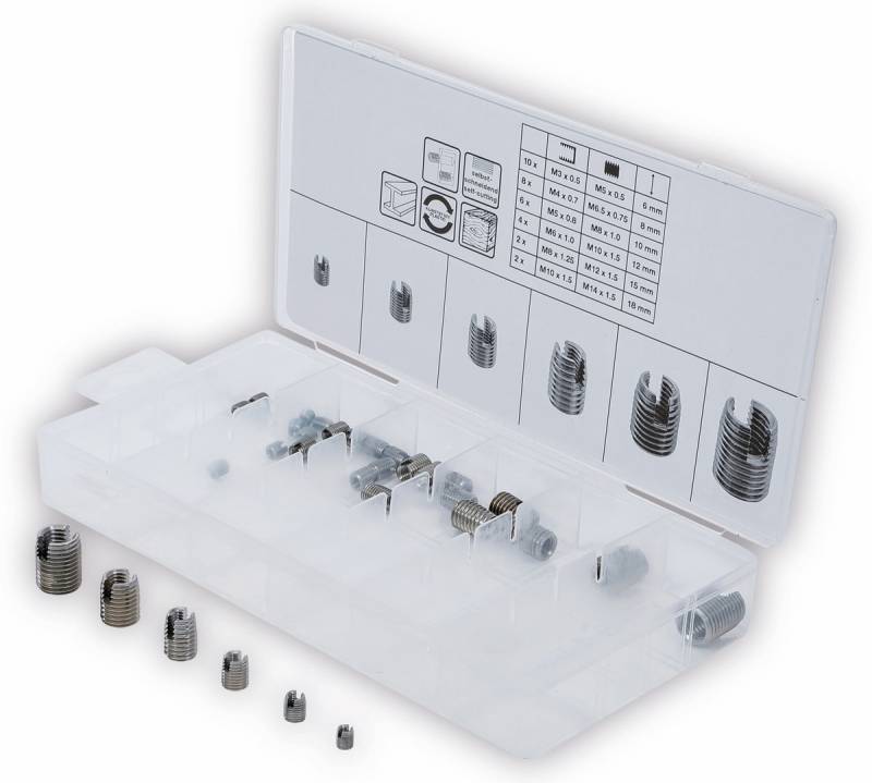 BGS TECHNIC Gewindeeinsätze-Sortiment, 6845, selbstschneidend, 32-tlg. von BGS TECHNIC