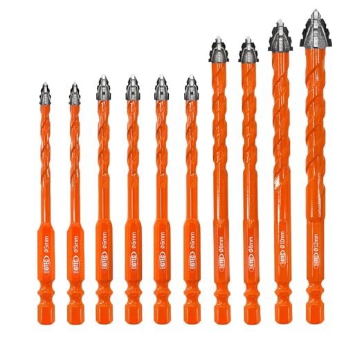 BGTEC Verzahnter Hartmetall-Bohrerset für Mauerwerk - 10 Stück 5 * 2+6 * 4+8 * 2+10+12MM Teiliges Steinbohrer-Set für Holz, Kunststoff, Ziegel, Fliesen, Glas, Beton & Marmor BGTEC Verzahnter Hartmetall-Bohrerset für Mauerwerk - 10 Stück 5 * 2+6 * 4+8 * 2+10+12MM Teiliges Steinbohrer-Set für Holz, Kunststoff, Ziegel, Fliesen, Glas, Beton & Marmor von BGTEC