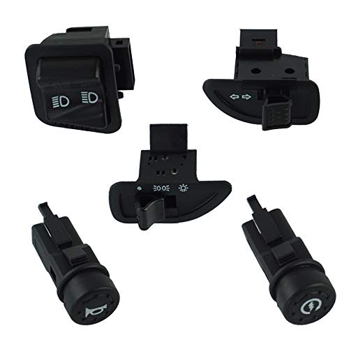 BGTR BGT-Motorrad Zubehör Motorrad Schalter Scheinwerfer Horn Blinker High/Low Beam Licht Startknöpfe Mithelfer Für Piaggio Roller (Farbe : Schwarz) von BGTR