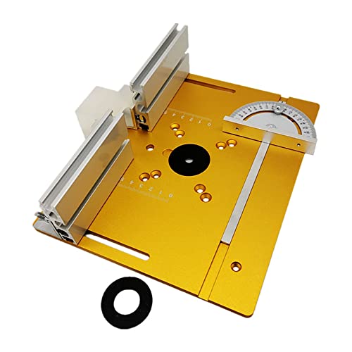 Aluminium-Fräsertisch-Einlegeplatte mit Gehrungslehre und Profilanschlag-Gleithalterungen for Holzbearbeitungsbänke Tischkreissäge,Holzbearbeitungswerkzeuge(Gold-A) von BGTSF
