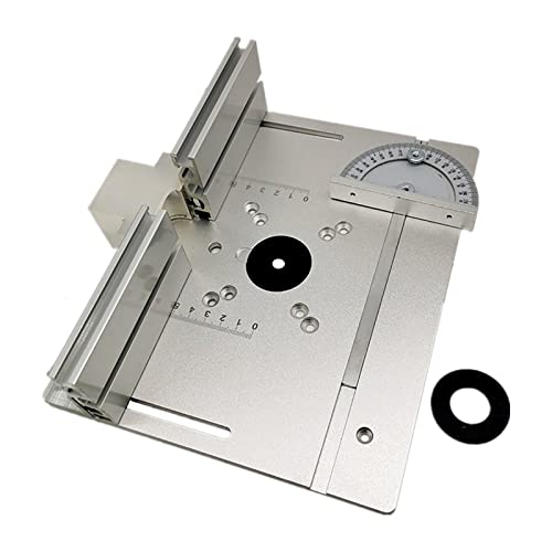 Aluminium-Fräsertisch-Einlegeplatte mit Gehrungslehre und Profilanschlag-Gleithalterungen for Holzbearbeitungsbänke Tischkreissäge,Holzbearbeitungswerkzeuge(Silver-A) von BGTSF