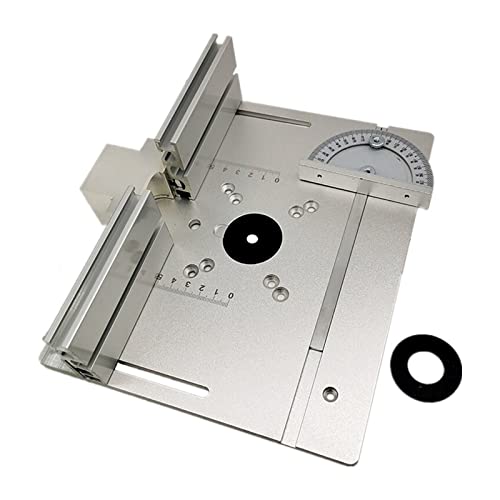 Frästisch-Einlegeplatte Holzbearbeitungsbänke Tischkreissäge mit Gehrungslehre Führung Aluminiumprofil Zaun Gleithalterungen,Holzbearbeitungswerkzeuge(Silver-A) von BGTSF