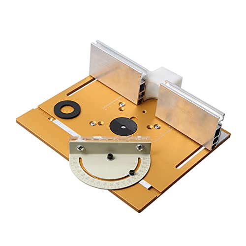 Frästisch-Einlegeplatte for Holzbearbeitungsbänke Tischkreissäge mit Gehrungslehrenführung Aluminiumprofilzaun-Gleithalterungen,Holzbearbeitungswerkzeuge(Gold) von BGTSF