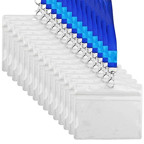 BGTXINGI 25 transparente Kunststoff-Kartenschutz, mit 25 Schlüsselbändern, Namensschilder, Ausweishalter, Schutz, wasserdicht, 10.9 x 9.1 cm, Kunststoffhülle mit wiederverschließbarem Reißverschluss von BGTXINGI