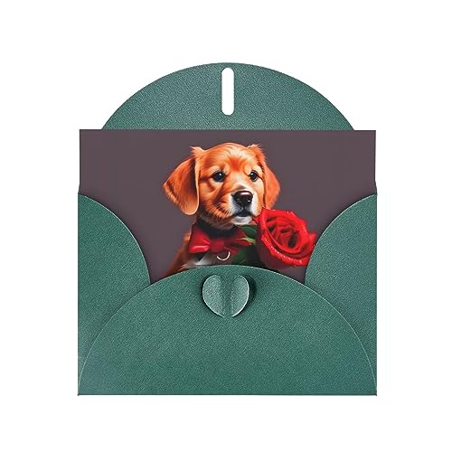 BHCASE Dunkelgrüne Grußkarte mit Gentleman-ähnlichem Hund, hochwertiges Perlpapier, 10,2 x 15,2 cm, für Geburtstagskarte, Einladungskarte, Geburtstagskarte, Weihnachtskarte von BHCASE