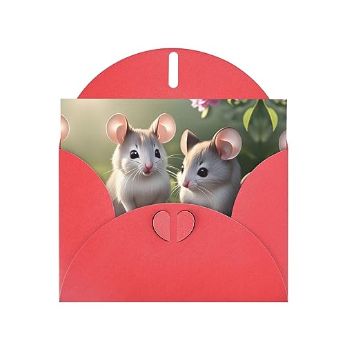 BHCASE Rote Maus in der Liebe, hochwertige Perlpapier-Grußkarte: 10,2 x 15,2 cm, für Geburtstagskarte, Party-Einladungskarte, Geburtstagskarte, Weihnachtskarte von BHCASE