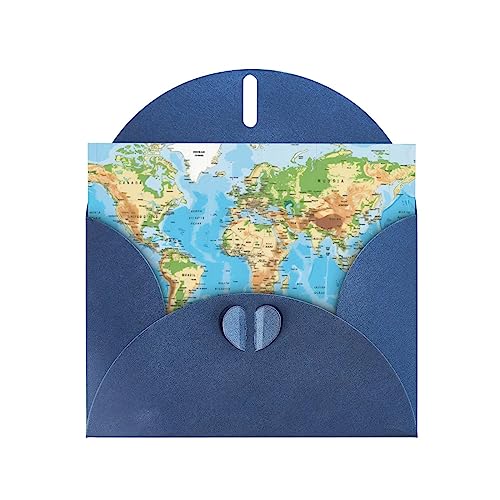 Blaue Weltkarte hochwertiges Perlpapier Grußkarte: 10,2 x 15,2 cm, für Geburtstagskarte, Party-Einladungskarten von BHCASE