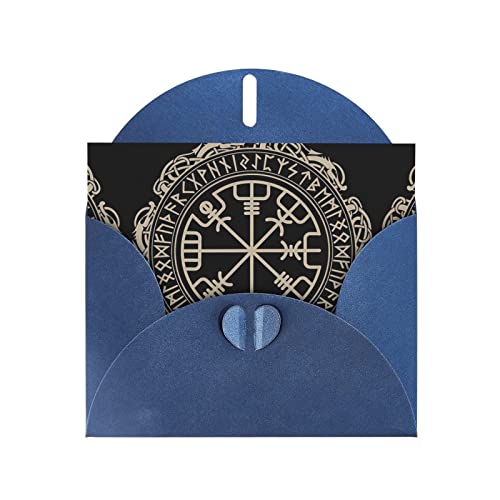 Blaues, magisches Design, nordische Runen, Kompass, hochwertige Perlpapier-Grußkarte: >> 10,2 x 15,2 cm, für Geburtstagskarte, Party-Einladungskarte von BHCASE