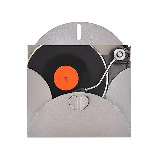 Graue Vintage-Vinyl-Schallplatten-Grußkarte aus hochwertigem Perlpapier – 10,2 x 15,2 cm, für Geburtstagskarte, Party-Einladungskarte von BHCASE