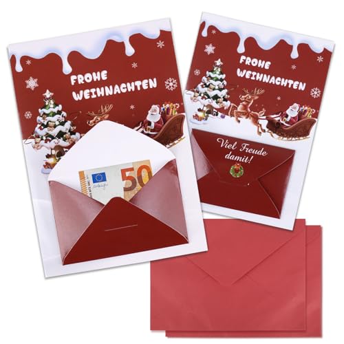 BHGT 2 Stück Weihnachtskarte Geldgeschenk mit Umschlag Weihnachten Karte mit Geldfach Geldgeschenke Verpackung Geldkarte Grußkarte für Geschenke Gutschein von BHGT