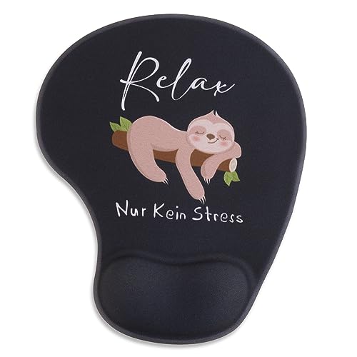 BHGT Mauspad mit Gelkissen Nur Kein Stress Motiv Mousepad mit Handauflage Handgelenkauflage Abschiedsgeschenk Ruhestand Rente Rentner Kollegen Geschenk zum Rentenbeginn für Männer Frauen von BHGT